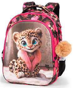 Ортопедичний шкільний рюкзак 6 в 1 для дівчинки School Standard 38х30х18 см з Тигром в 1 клас (SET 150-46)